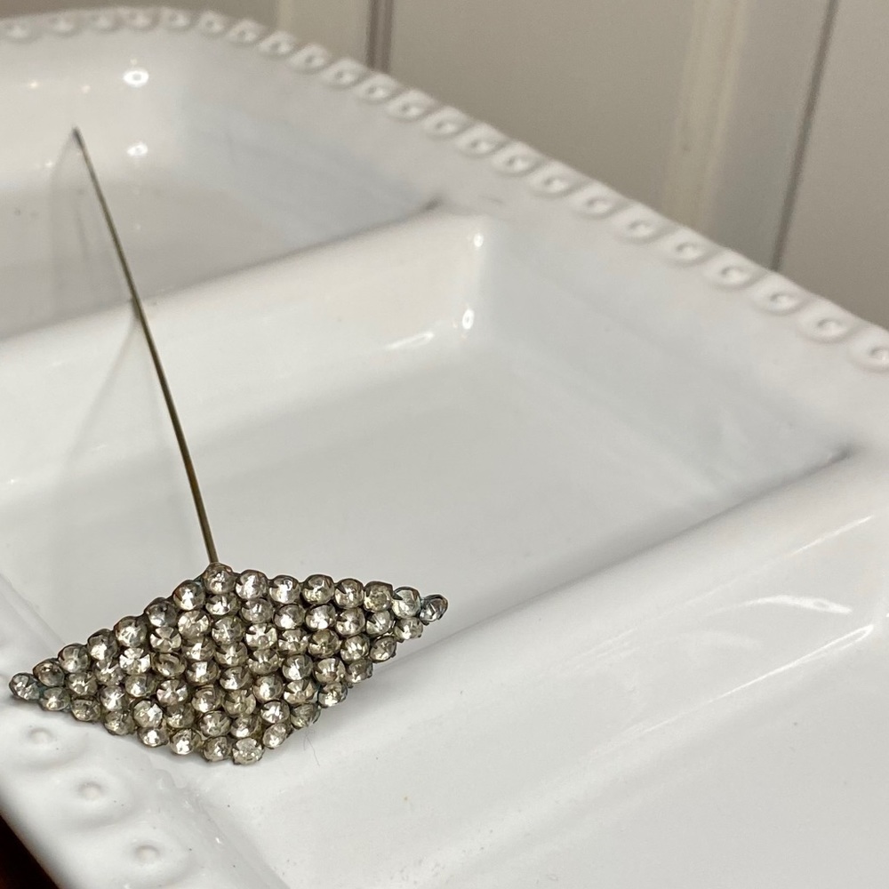 Antique Diamond Shaped Rhinestone Hat Pin 💎 - Picture 9 of 16